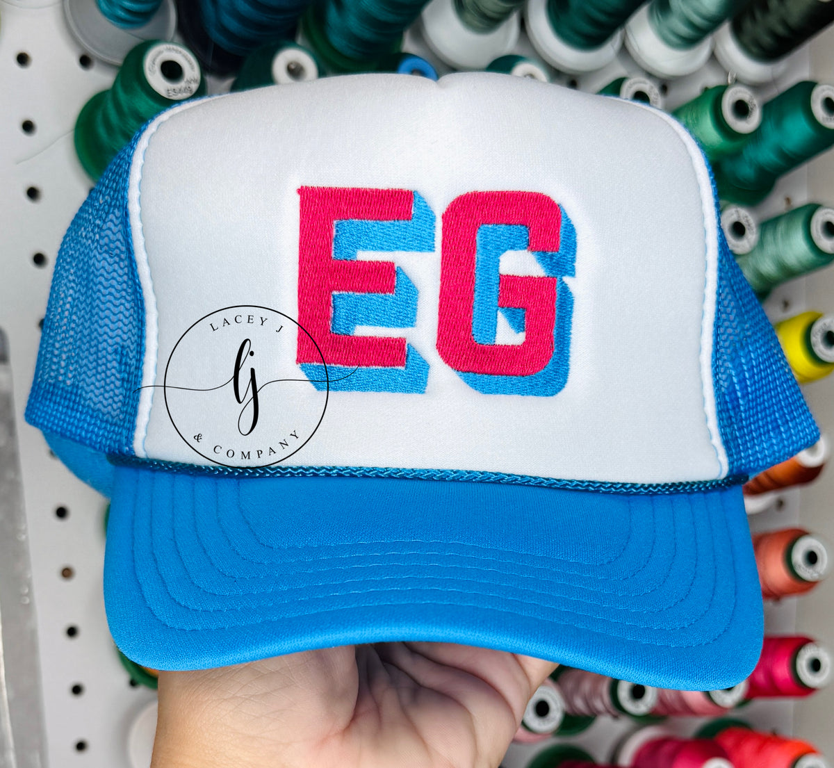 Block Shadow Hat (Bright Blue/White)