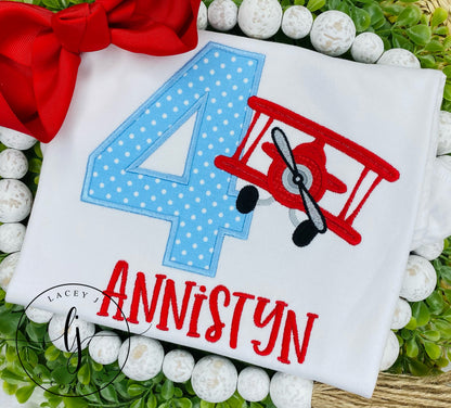 Airplane Applique Birthday Shirt