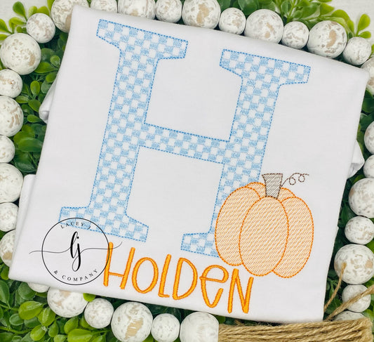 Checkered Initial Pumpkin