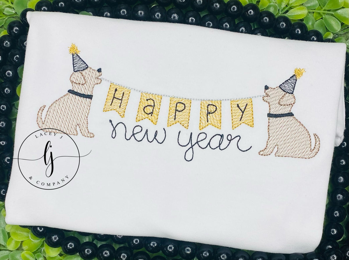 Happy New Year Puppy Bunting Banner