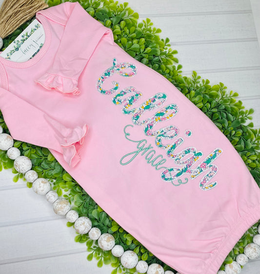 Floral Print Baby Gown