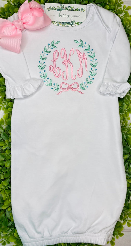 Floral Frame Monogrammed Gown