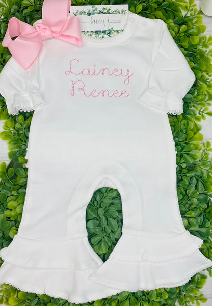 Monogrammed Ruffle Bum Romper