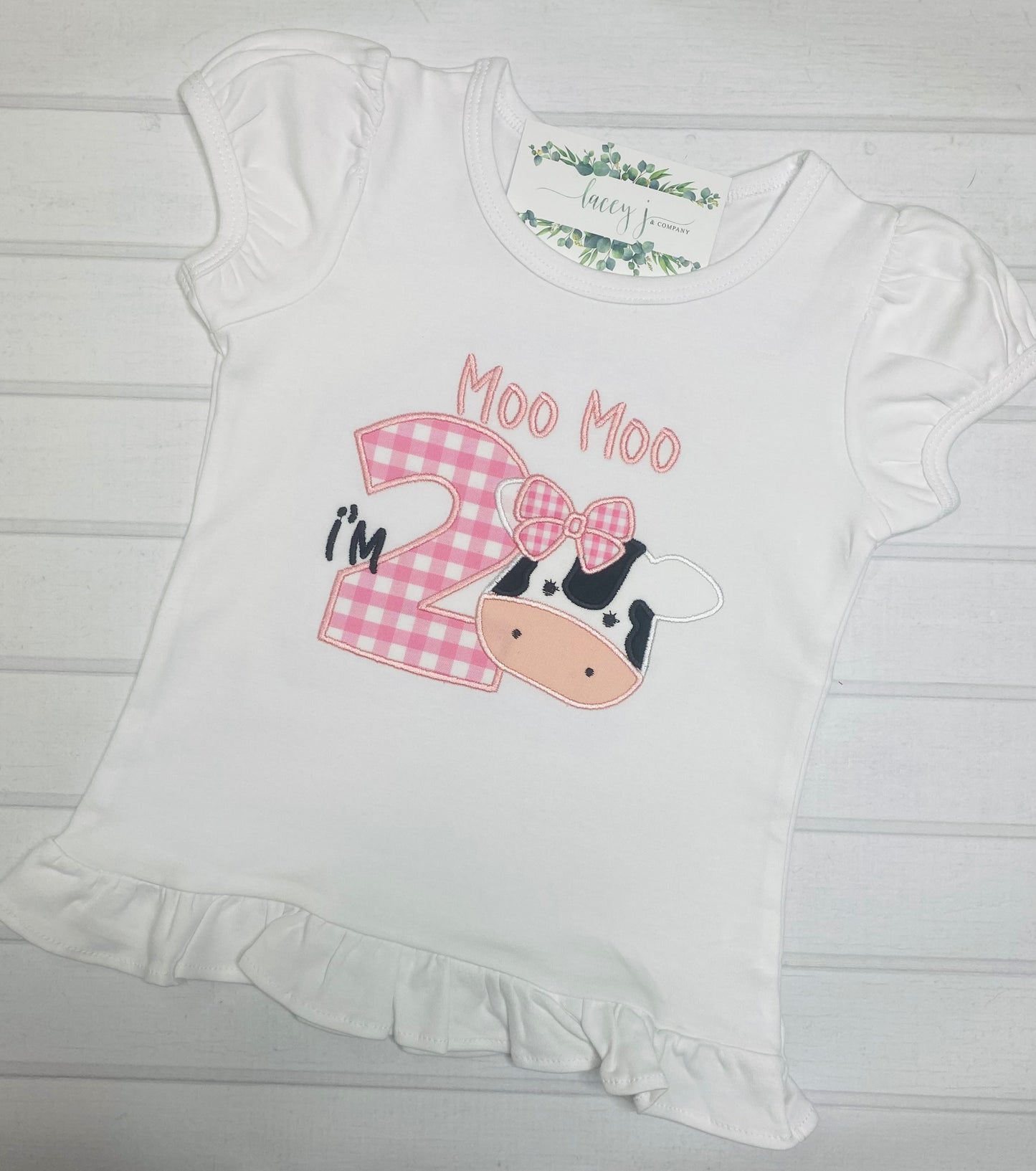 Moo Moo I'm Two Birthday Shirt (Pink)