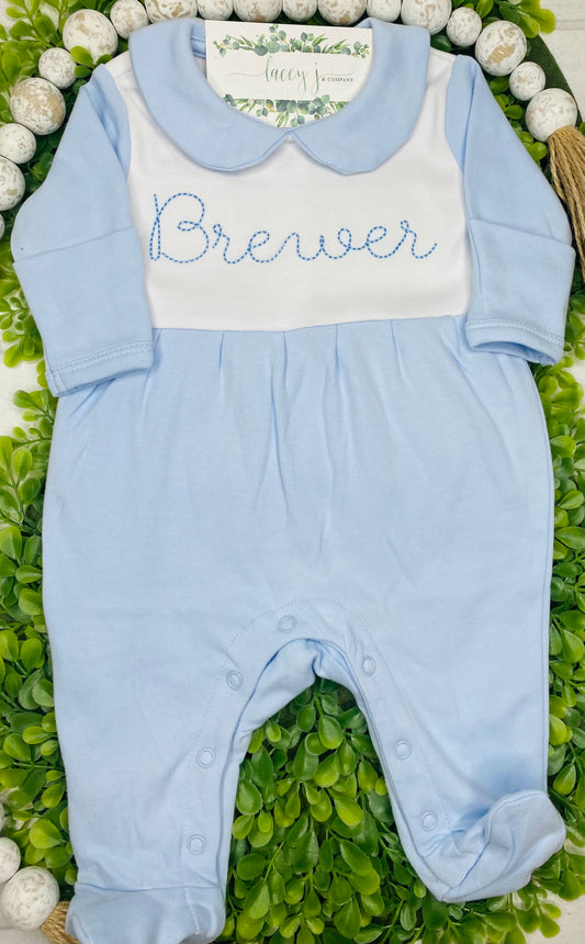 Monogrammed Peter Pan Footie