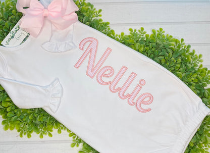 Seersucker Applique Gown