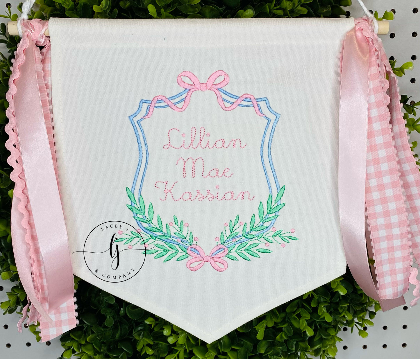 Birth Announcement Pink Floral Banner (Ribbon NOT included)