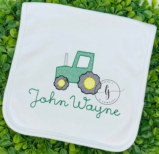 Tractor Burp Cloth