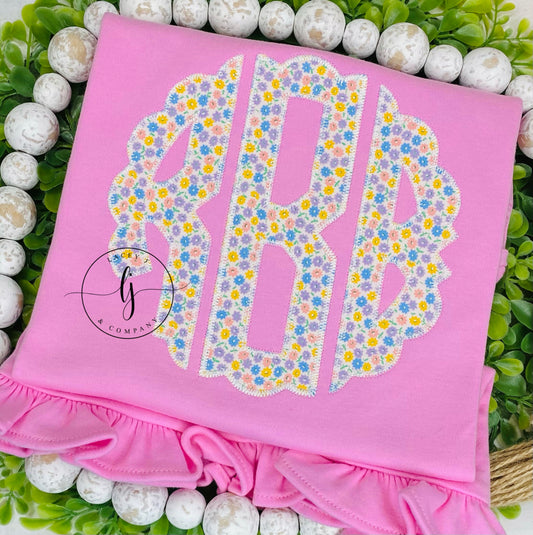 Scalloped Monogram Applique Shirt