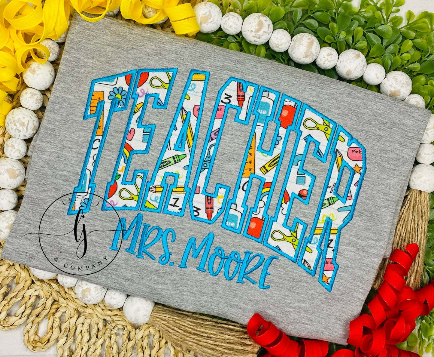 Teacher Arched Applique Shirt