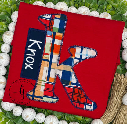 Plaid Letter Applique