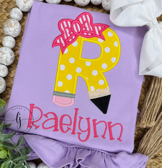 Pencil Bow Applique Shirt